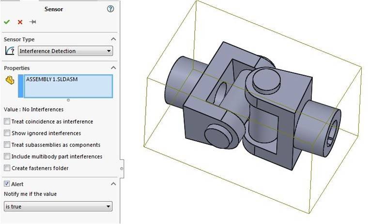 detect interference using solidworks sensor